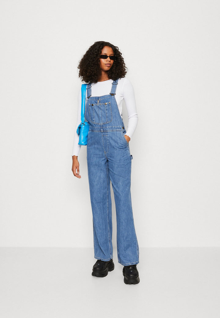 Women's denim overalls with wide leg and adjustable straps Lisslune