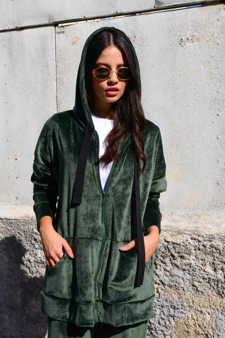 Women's Oversized Hooded Jacket made of soft Velour Lisslune