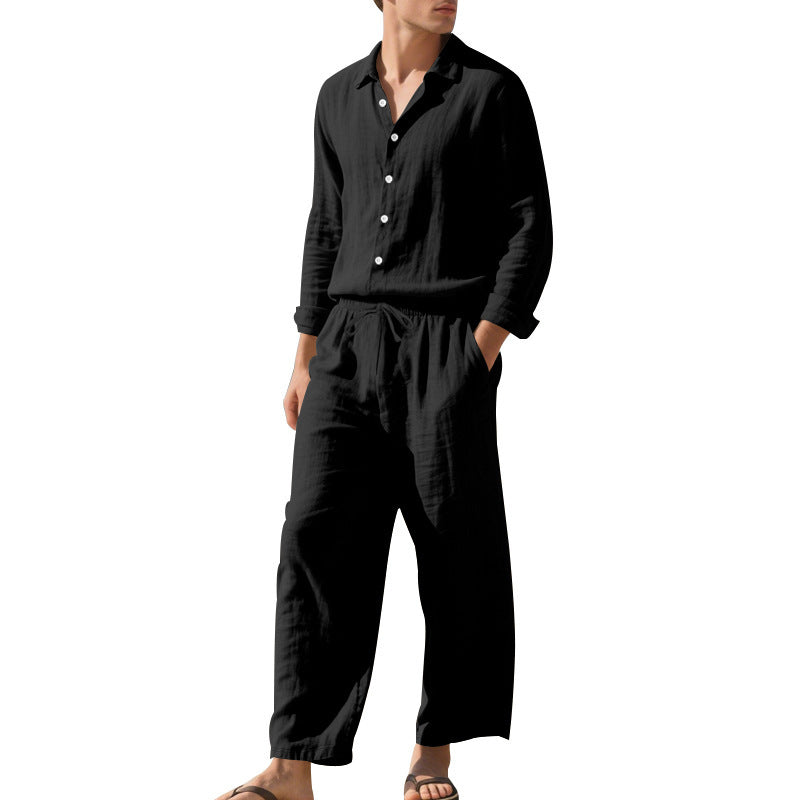 Men's casual two-piece set made of breathable linen Lisslune