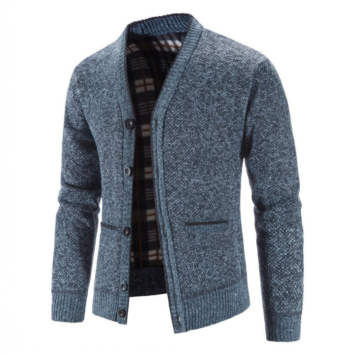 Men's Warm Lined Cardigan with Fashionable Cut Lisslune
