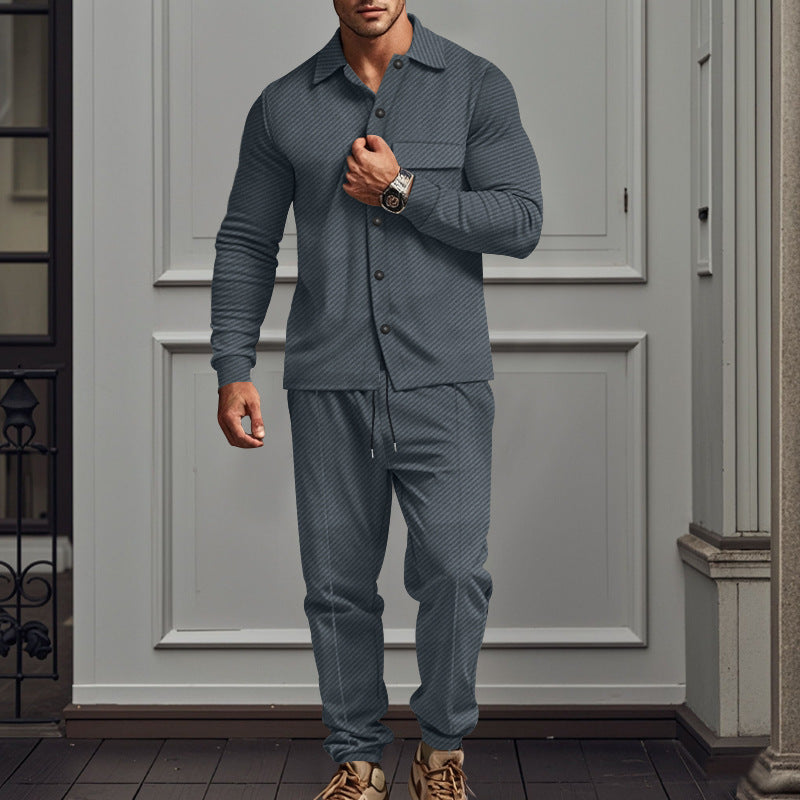 Men's casual pajama set with elegant button details Lisslune