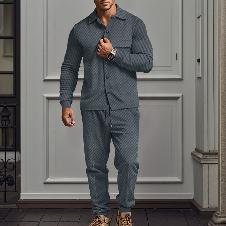 Men's casual pajama set with elegant button details Lisslune