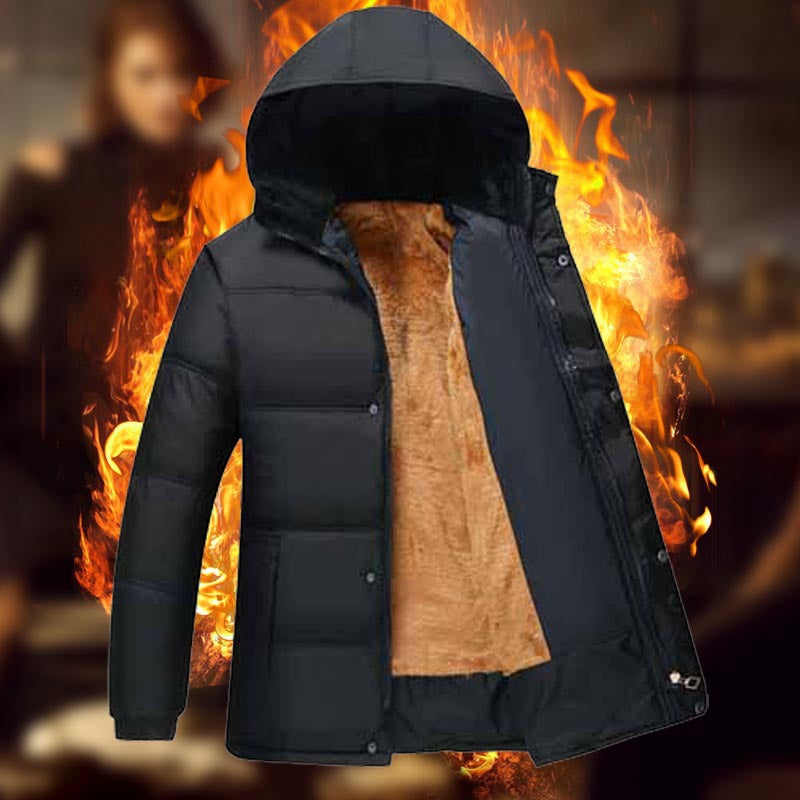 Men's stylish padded jacket with cozy inner lining and adjustable hood collar Lisslune
