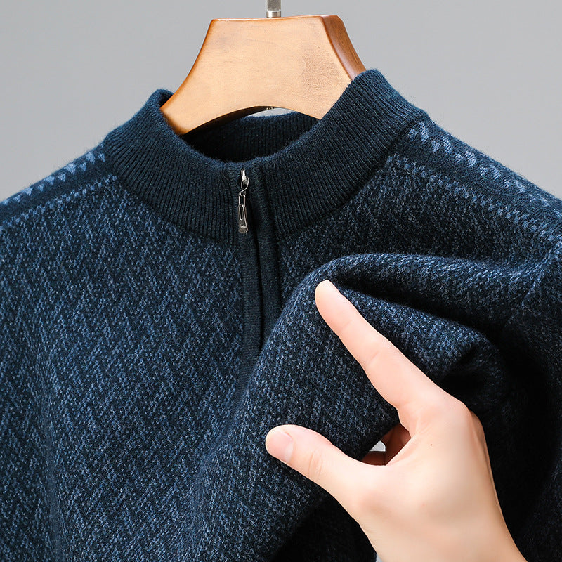 Men's High-Quality Sweater with Fine Zipper and Graphic Pattern Lisslune