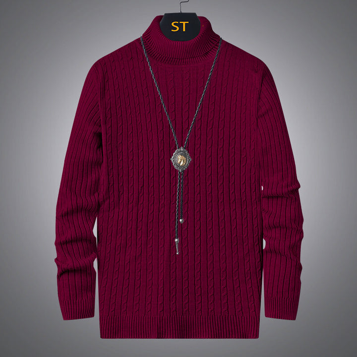 Men's turtleneck sweater with textured cable pattern Lisslune