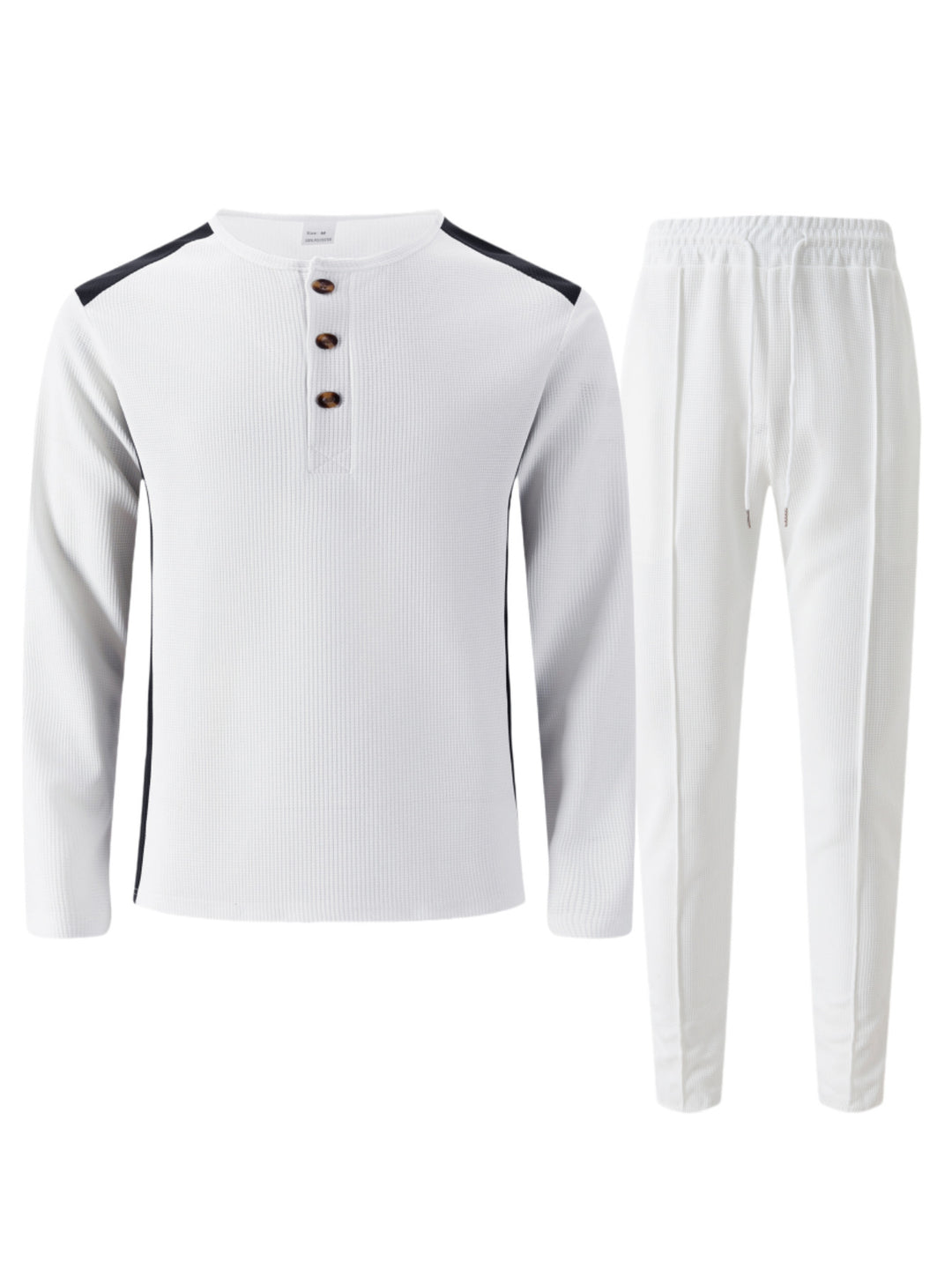 Men's leisure suit with elegant henley top and comfortable jogger pants Lisslune