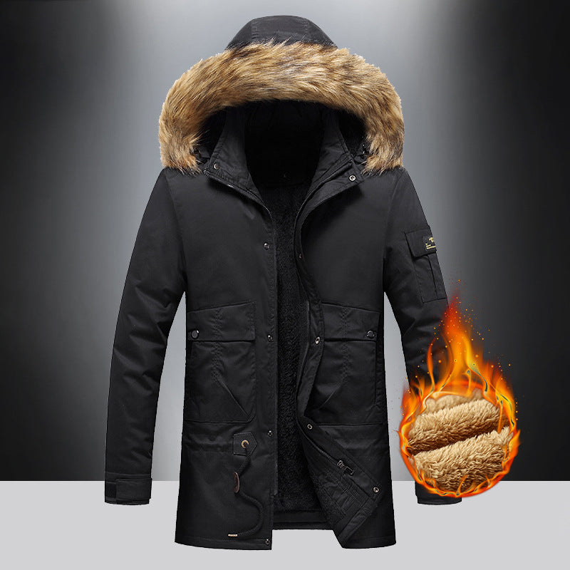 Men's Warm Parka Jacket with Removable Hood and Soft Fleece Lining Lisslune