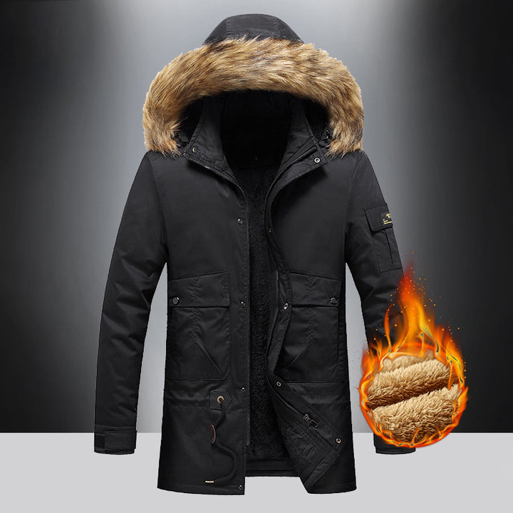 Men's Warm Parka Jacket with Removable Hood and Soft Fleece Lining Lisslune