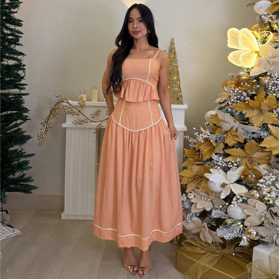 Ladies Two-Piece Set with Airy Ruffle