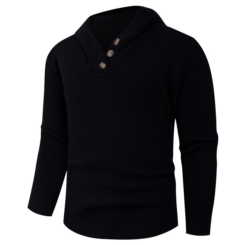 Men's pullover with shawl collar and wooden buttons Lisslune