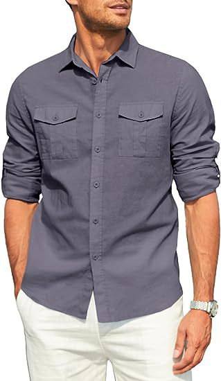 Men's long-sleeve shirt with practical chest pockets Lisslune