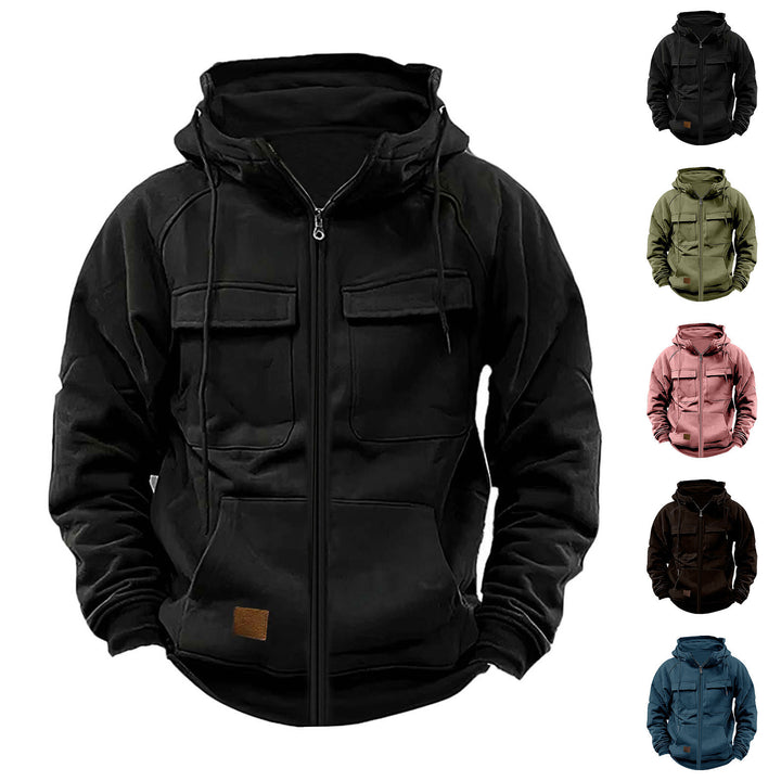 Men's multifunctional hoodie with zipper and spacious pockets Lisslune