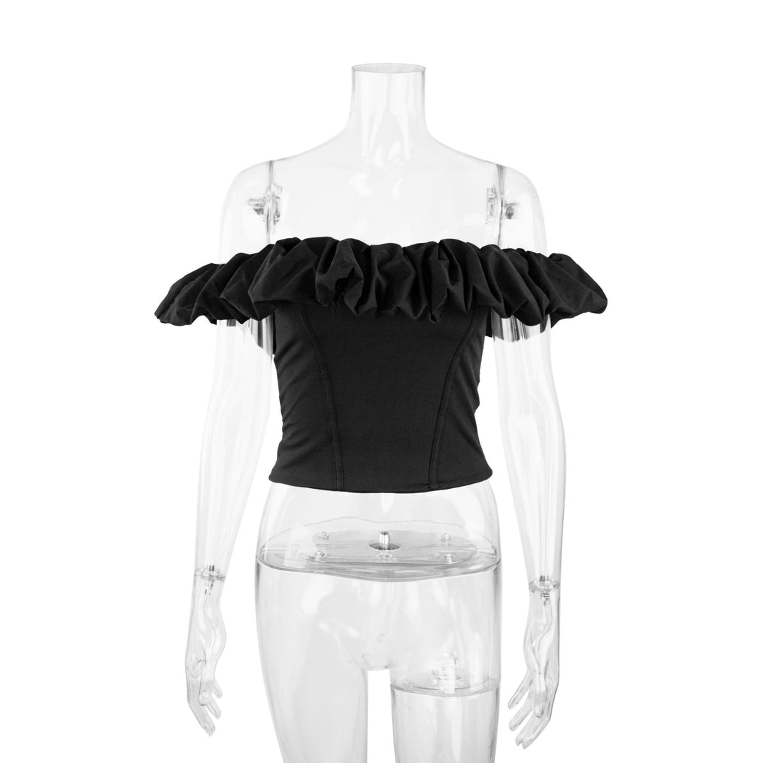 Damen Off-Shoulder Rüschenshirt mit tailliertem Schnitt Lisslune