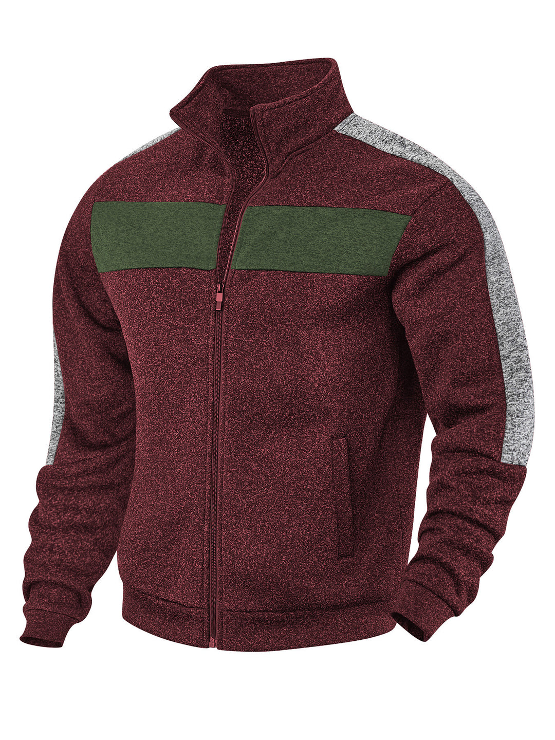 Men's sporty fleece jacket with high collar and reflective accents Lisslune