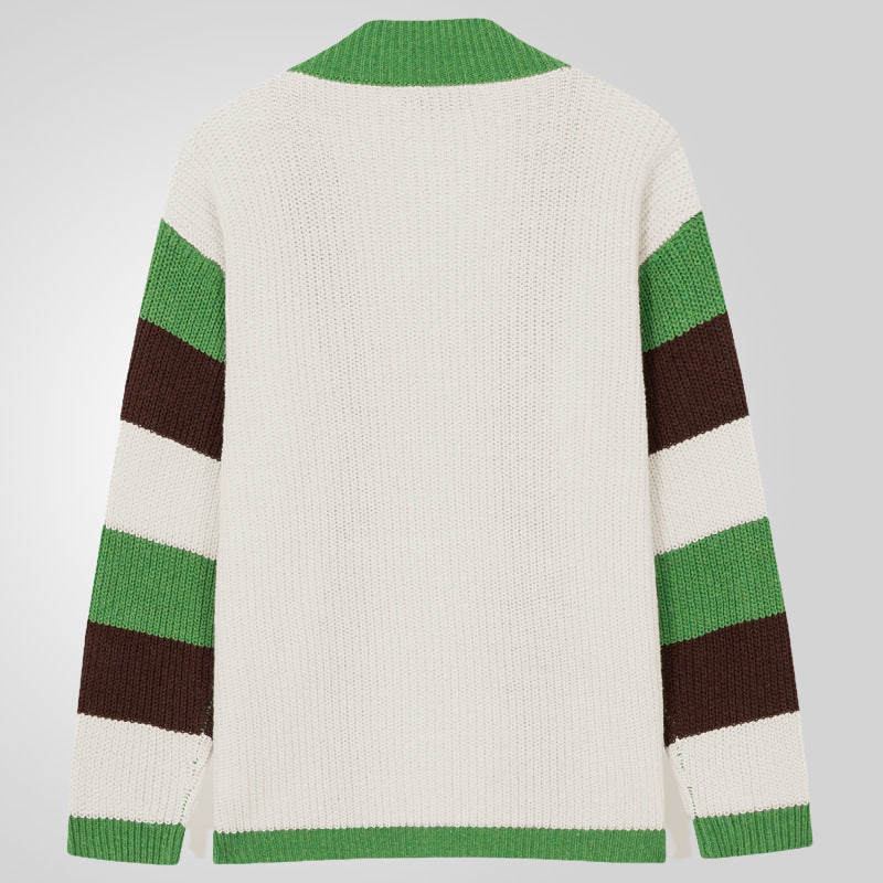Men's Open Cardigan with Wide Stripes and Casual Cut Lisslune