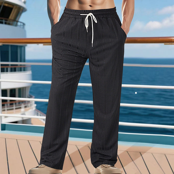 Men's Comfortable Leisure Pants made of lightweight, breathable fabric with elastic waistband and adjustable drawstring Lisslune