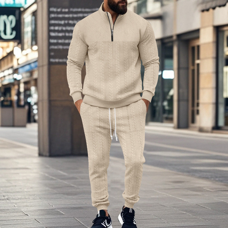 Men's sporty leisure set made of breathable material with textured design Lisslune