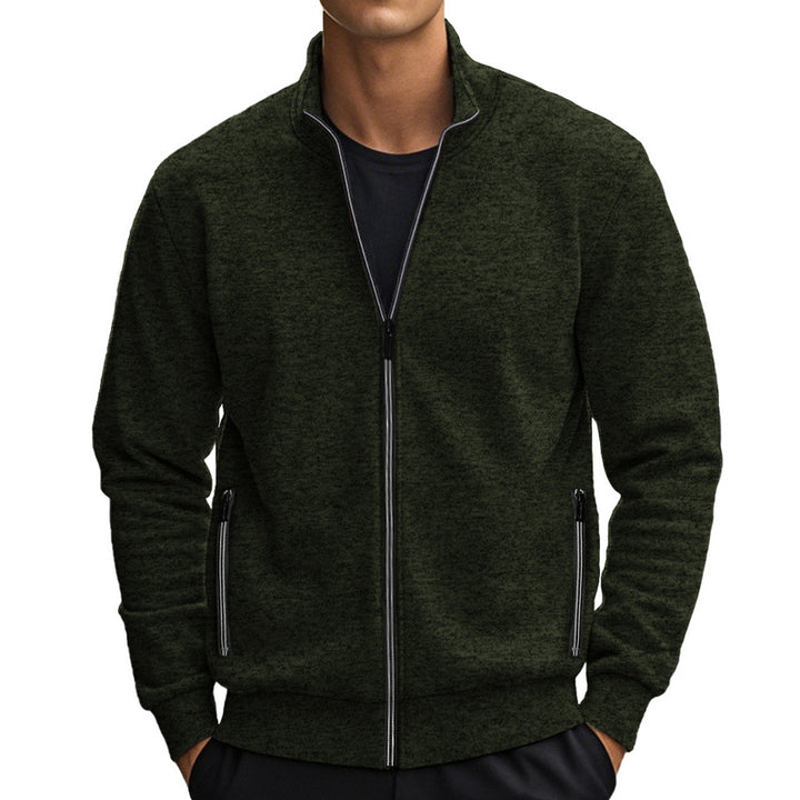 Men's fleece jacket with modern stand-up collar and practical pockets Lisslune