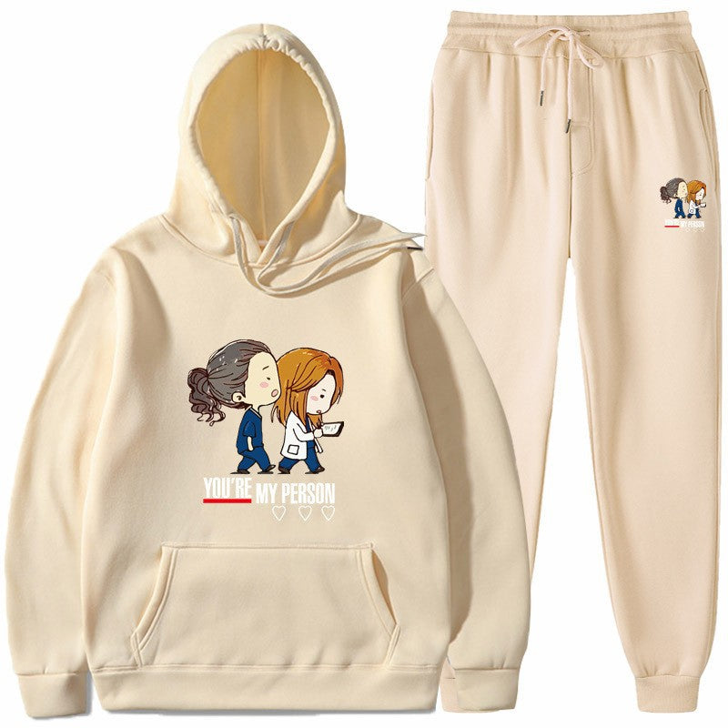 Women's Hoodie and Jogging Pants Set with Original Cartoon Design Lisslune
