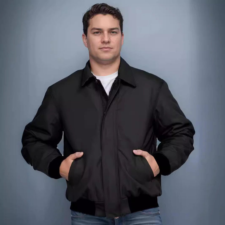 Men's stylish bomber jacket with practical pockets and elastic waistband Lisslune