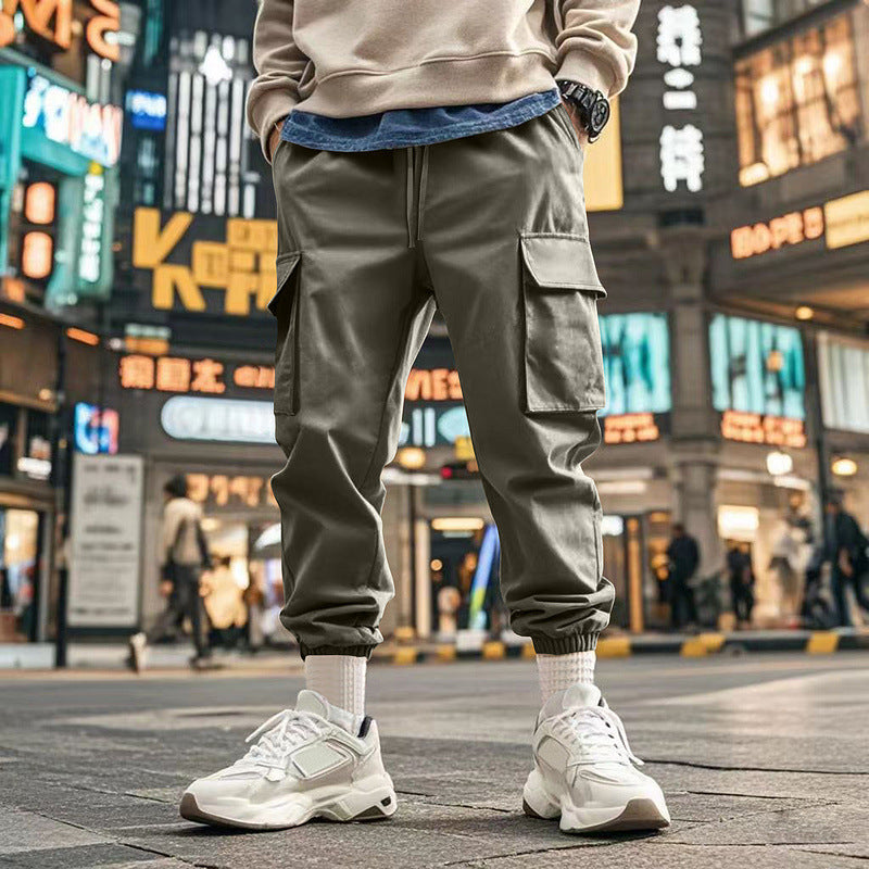 Men's cargo pants with elastic waistband and practical side pockets Lisslune