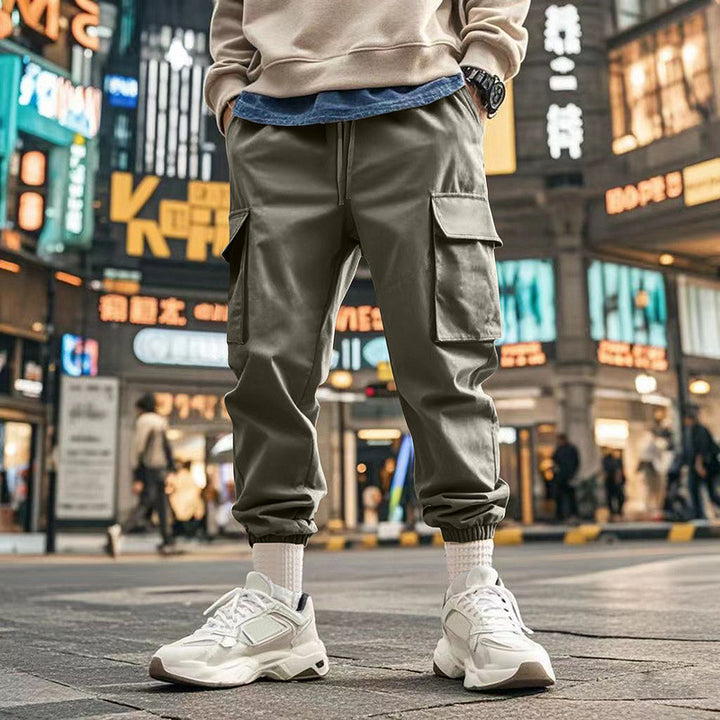 Men's cargo pants with elastic waistband and practical side pockets Lisslune