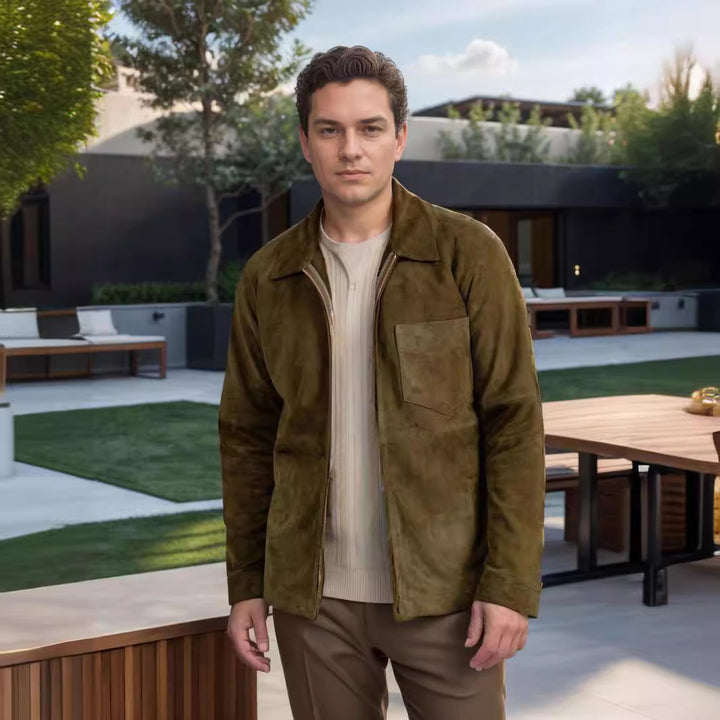 Men's suede jacket in minimalist design Lisslune