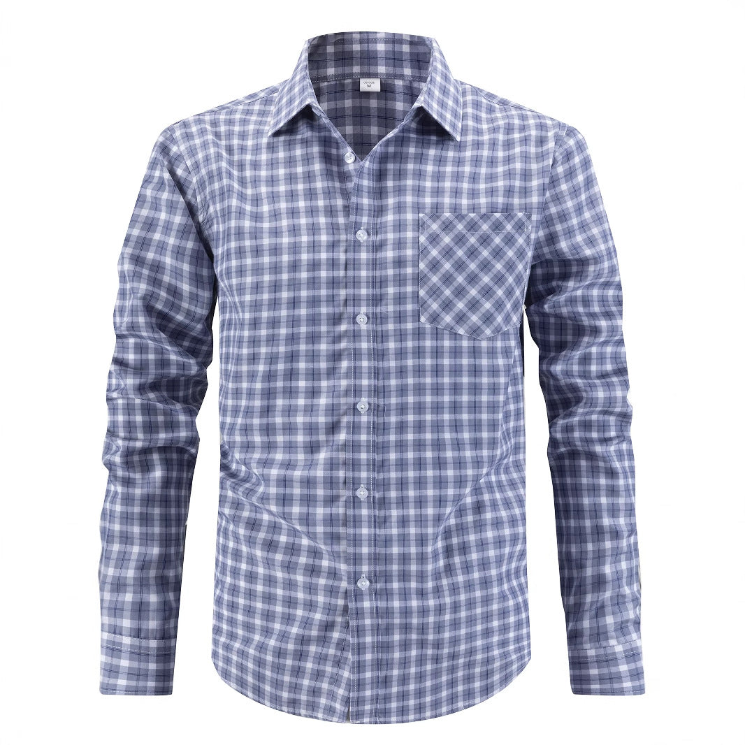 Men's long sleeve shirt with modern check pattern Lisslune