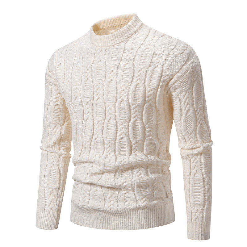 Men's fashionable turtleneck sweater with textured cable pattern Lisslune