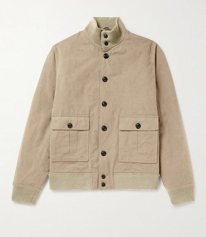 Men's fashionable transitional jacket with high collar and patch pockets Lisslune