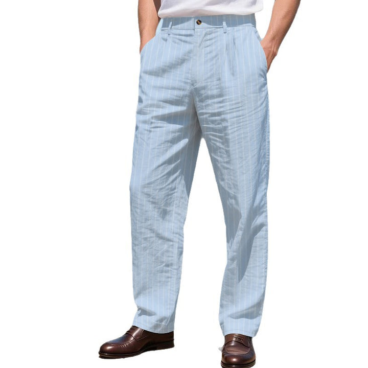 Men's elegant suit trousers with fine stripes and comfort waistband Lisslune