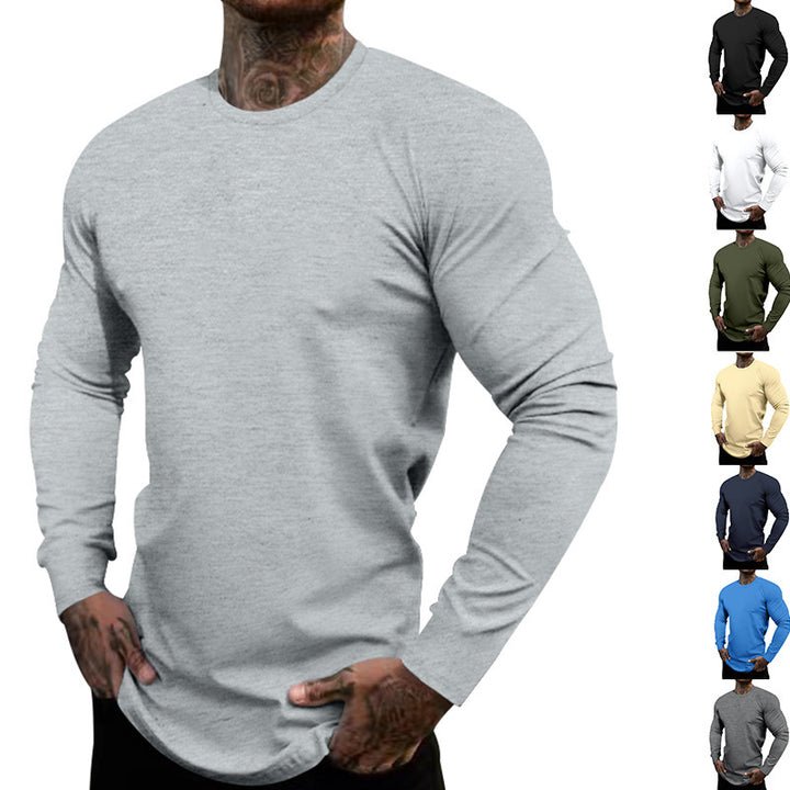 Men's long-sleeve T-shirt made of cotton blend with elastic fit and moisture-wicking technology Lisslune