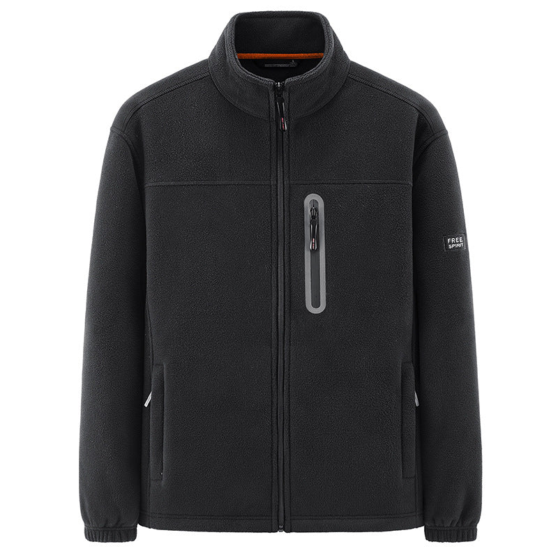 Men's Fleece Jacket with High Collar and Practical Zip Pockets Lisslune