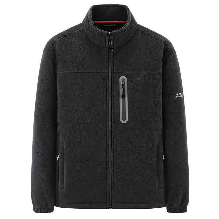 Men's Fleece Jacket with High Collar and Practical Zip Pockets Lisslune