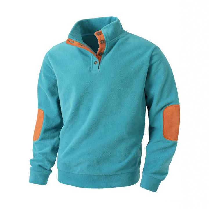 Men's comfortable fleece pullover with collar and contrast trim Lisslune