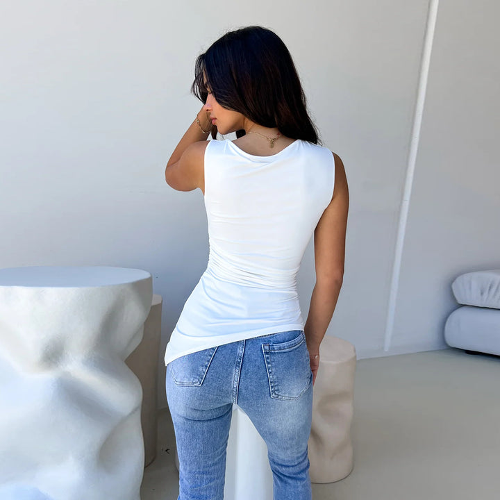 Damen Elegantes ärmelloses Oberteil mit figurformendem Schnitt Lisslune