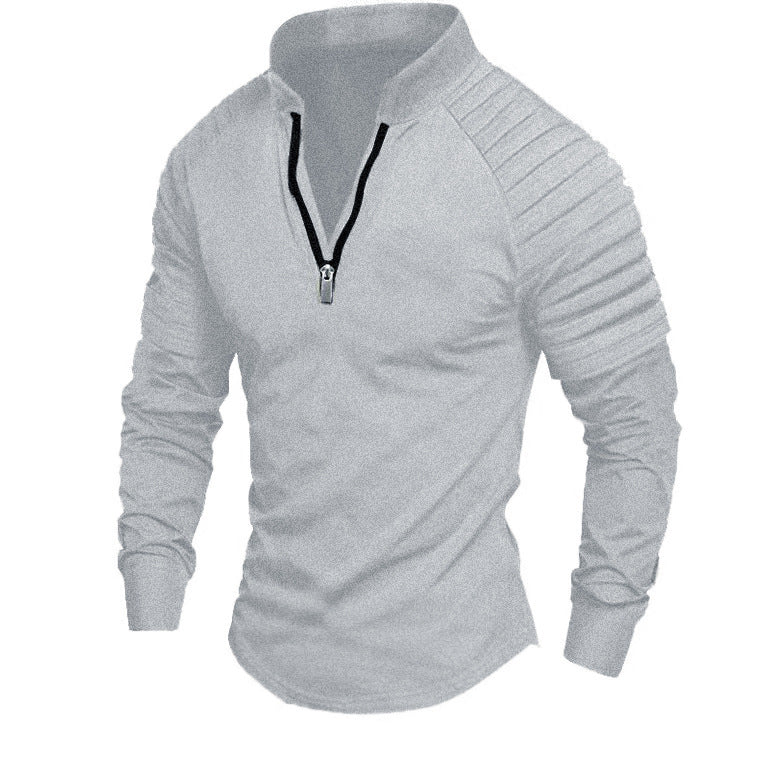 Men's sporty long-sleeve shirt with half-length zipper Lisslune