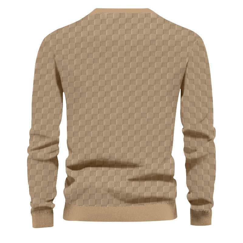 Men's crew neck knitted sweater in modern design with textured surface Lisslune