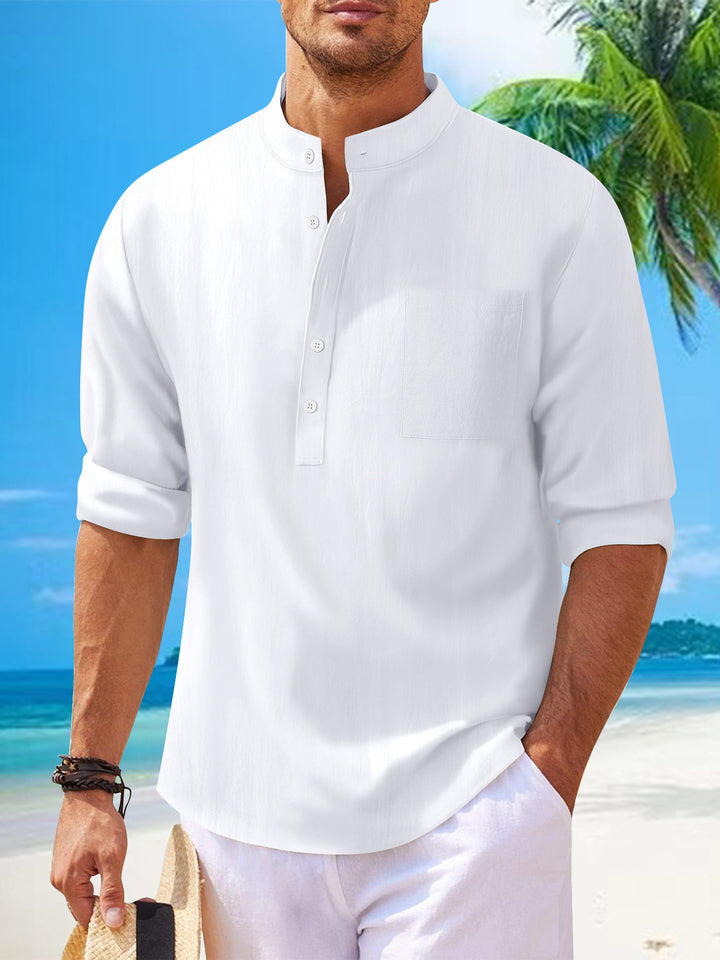 Men's shirt with modern stand-up collar and practical chest pocket Lisslune