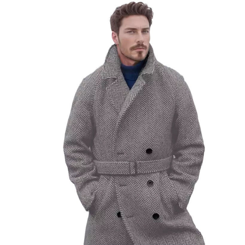 Men's elegant wool coat with houndstooth pattern Lisslune