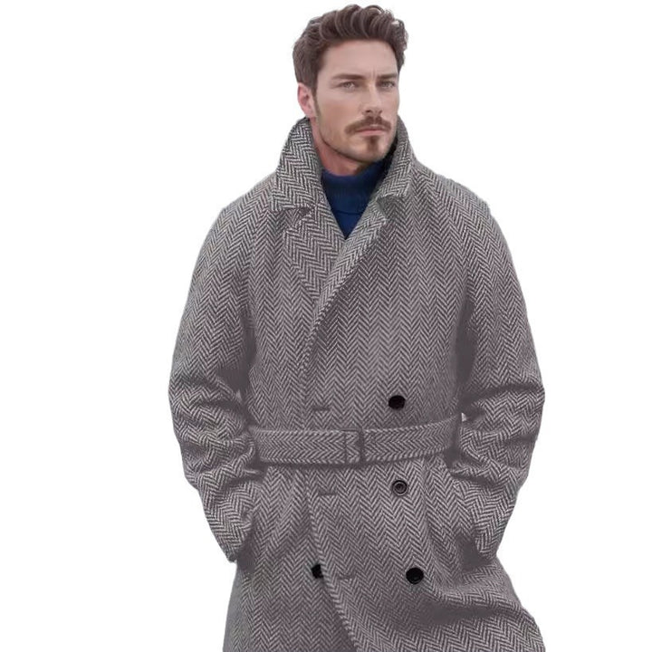Men's elegant wool coat with houndstooth pattern Lisslune