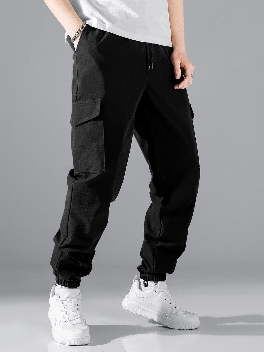 Men's cargo pants with elastic waistband and practical side pockets Lisslune