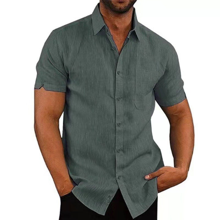 Men's short-sleeve shirt made of lightweight linen fabric with a classic cut Lisslune