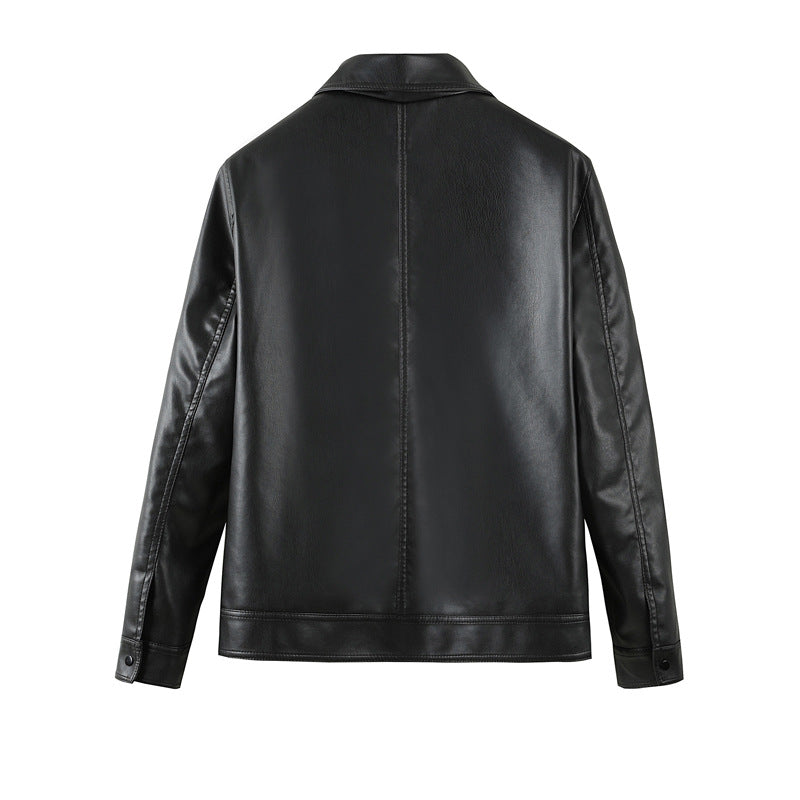 Men's fashionable synthetic leather jacket with contemporary design and functional pockets Lisslune