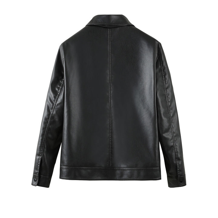 Men's fashionable synthetic leather jacket with contemporary design and functional pockets Lisslune