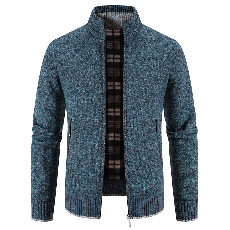 Men's cardigan with high collar and practical zip pockets Lisslune