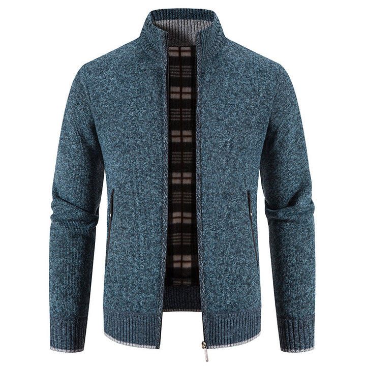 Men's cardigan with high collar and practical zip pockets Lisslune