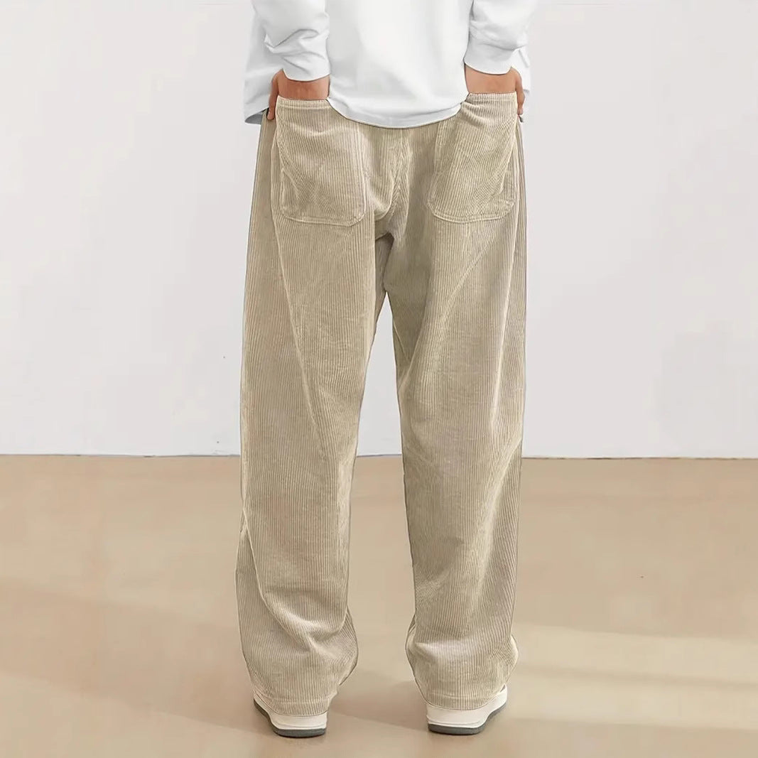 Women's wide corduroy trousers with elastic waistband and side pockets Lisslune