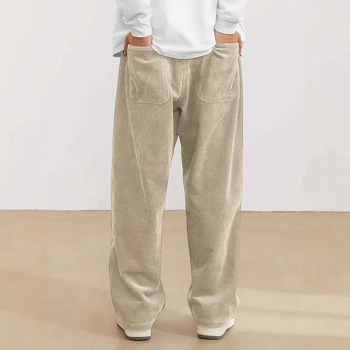 Women's wide corduroy trousers with elastic waistband and side pockets Lisslune