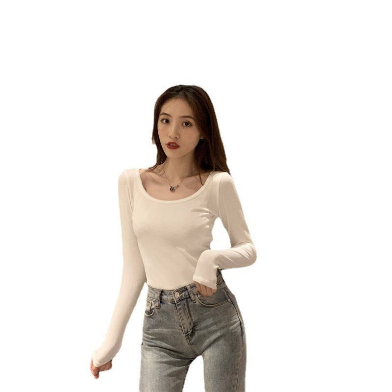 Women's Long Sleeve Bodysuit with Deep Neckline and Figure-Hugging Cut Lisslune